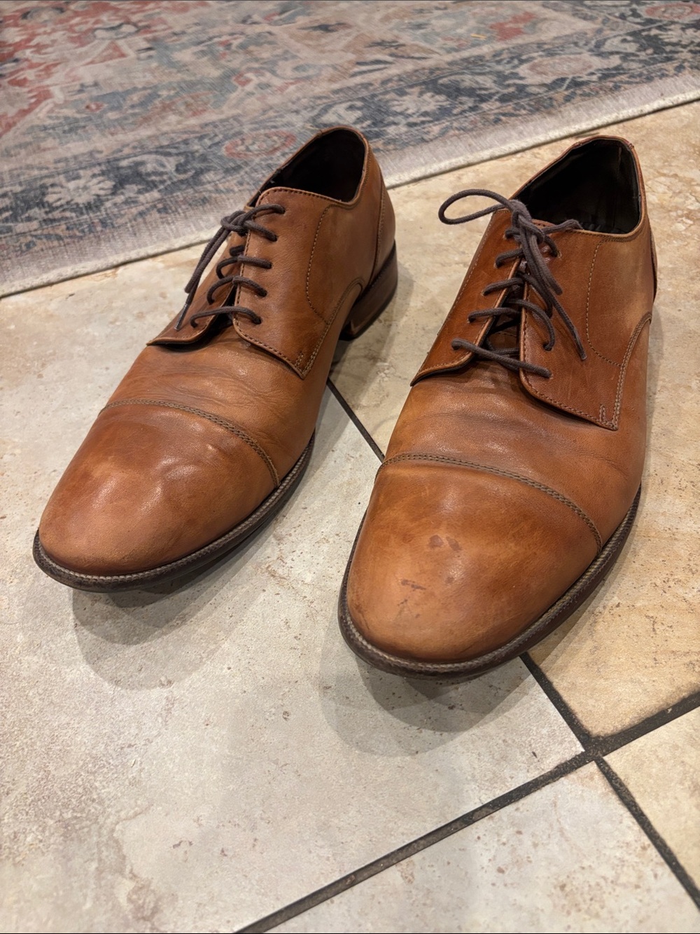 Cole  Haan  Leather Cap-Toe Derby Shoes in Camel/Brown size 13 M